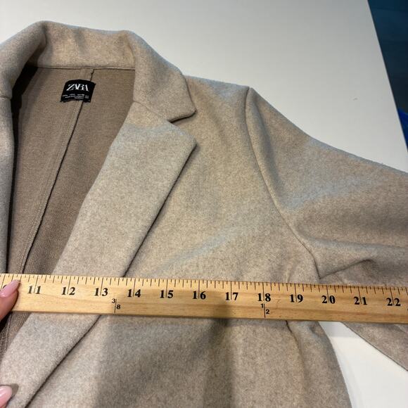 Zara Tan Lapel Collar Coat Large - Picture 7 of 13